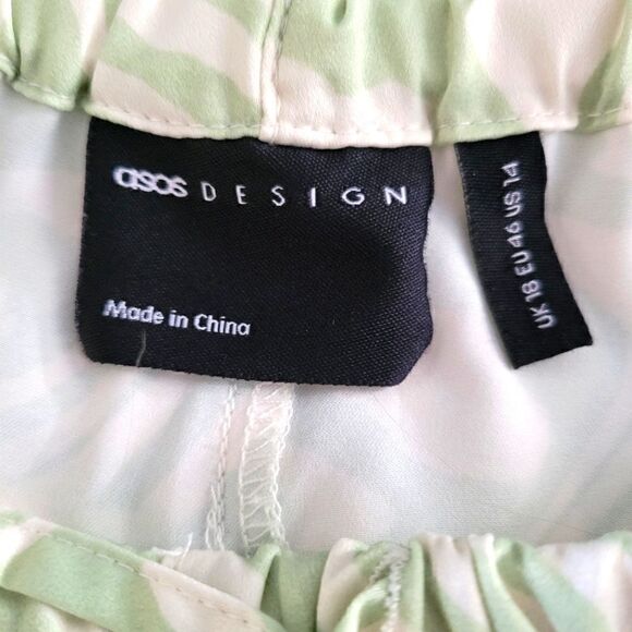 ASOS DESIGN PULL ON GREEN PANTS WITH POCKETS AND ELASTIC WAIST SZ. 14 - Picture 3 of 5